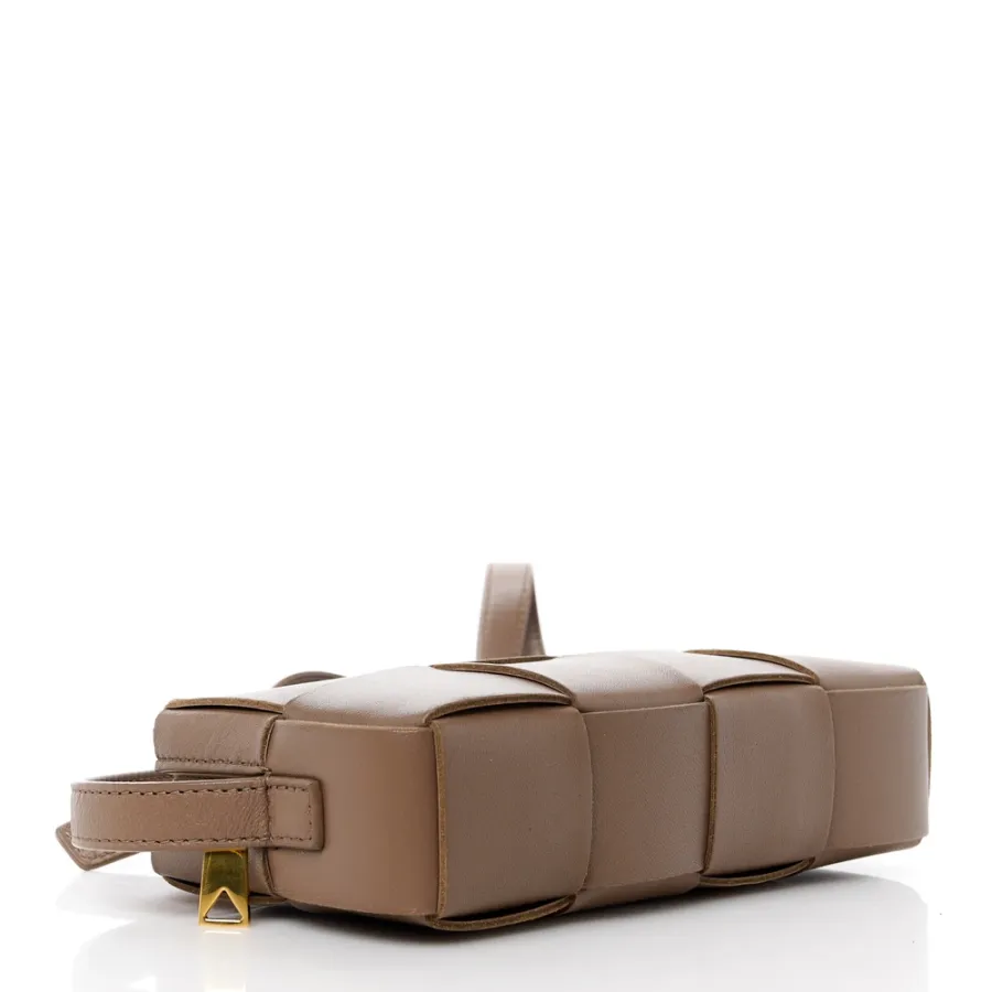 Bottega Veneta Mini Intreccio Cassette Phone Pouch Crossbody Bag Marrone Lambskin Leather