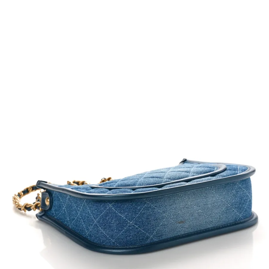 Chanel Hobo Medium Blue Quilted Washed Denim Aged Gold Hardware