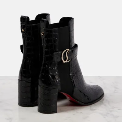 Christian Louboutin calf leather round toe with thick heel and naked high heel boots