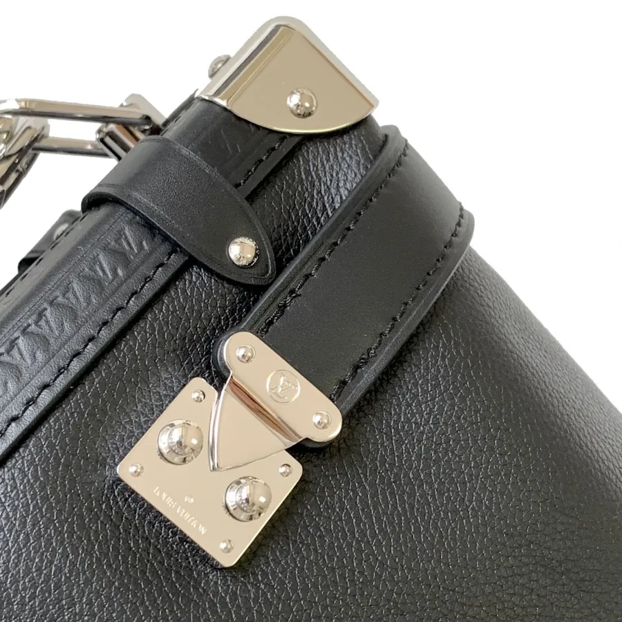 Louis Vuitton Side Trunk MM Black/Beige Calfskin Leather Gold/Silver/Black Hardware