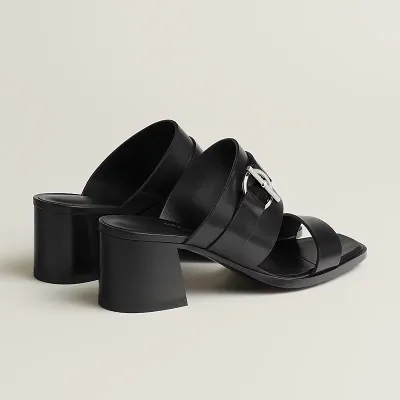 HERMES Kute Slippers High-heeled slippers Black High Heels Sandal