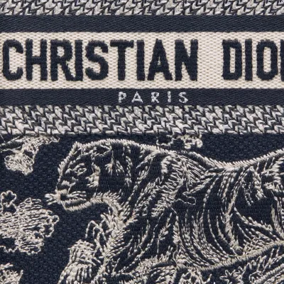 Dior Mini Dior Book Tote Toile De Jouy Dioriviera Blue Reverse Embroidered Canvas