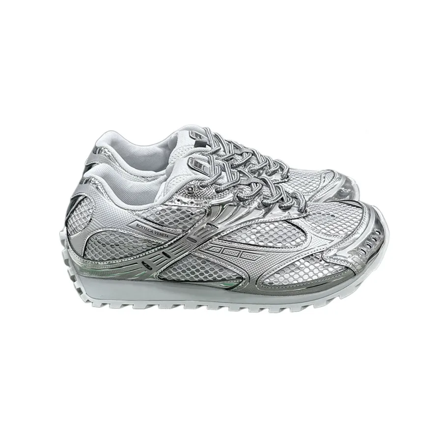 Bottega Veneta Orbit Sneakers In Black/Silver Technical Fabric And Mesh Lace-Up Sneaker