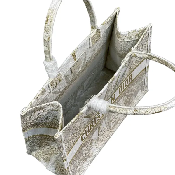 Dior Medium Dior Book Tote White Reve D'infini Embroidery Gold Tone Metallic Thread - Image 4