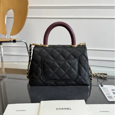 Chanel Coco Handle Black 19cm / 24cm / 29cm Quilted Caviar Leather Crossbody Bags Top-Handle Bags