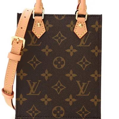 Louis Vuitton Petit Sac Plat BB Monogram Canvas Gold Hardware