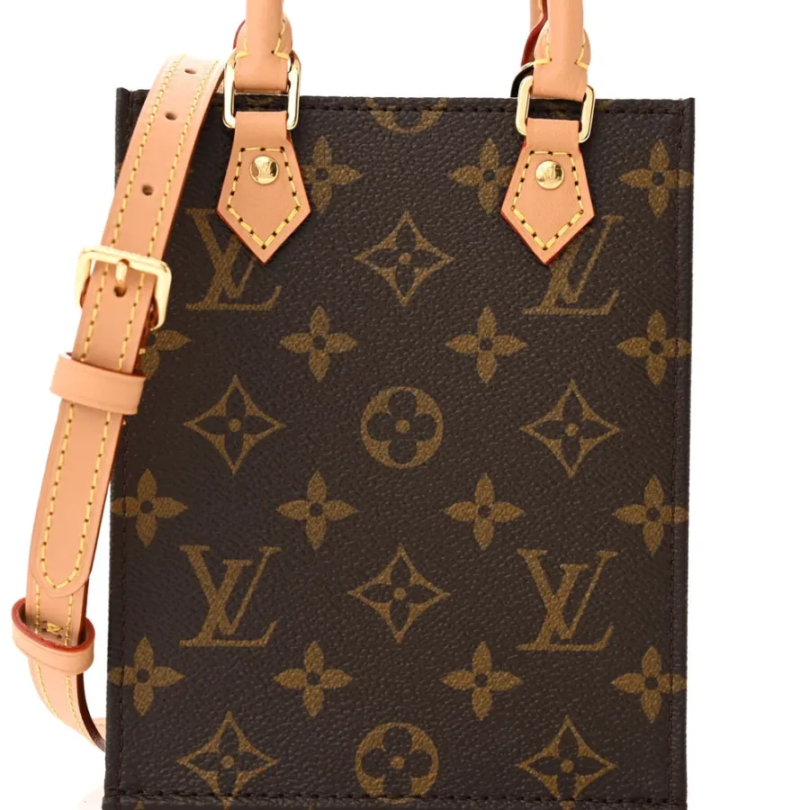 Louis Vuitton Petit Sac Plat BB Monogram Canvas Gold Hardware