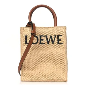 Loewe A5 Tote Bag Standard Small Natural/Black Raffia & Calfskin Leather