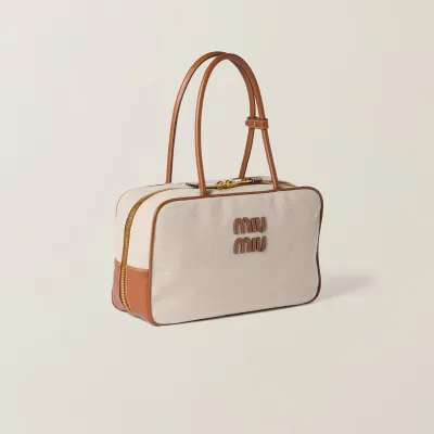 Miu Miu Aventure Nappa Canvas White Top-Handle Bags