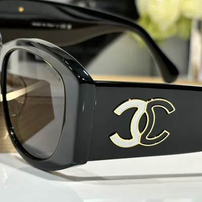 CHANEL glasses black white color size 53口19-145