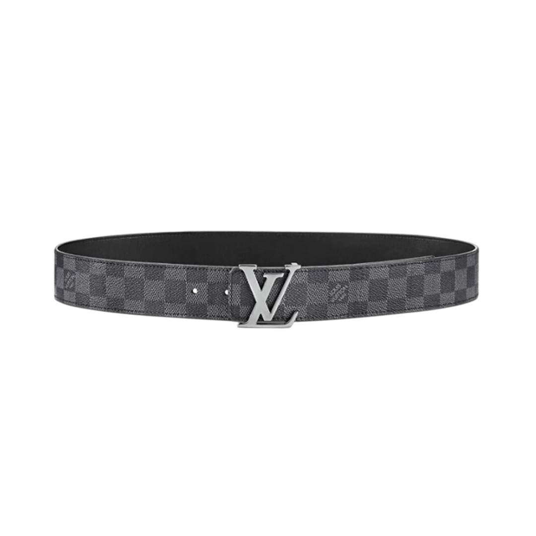 Cinto Reversível Initiales Masculino Louis Vuitton em Preto/Cinza/Marrom com Estampa Monogram e Damier Canvas e Ferragem Prata/Preta 40mm