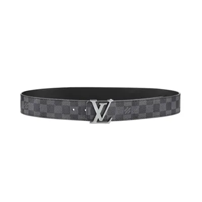 Louis Vuitton Men's Initiales Reversible Belt In Black/Grey/Brown Monogram And Damier Canvas With Silver/Black Hardware 40mm