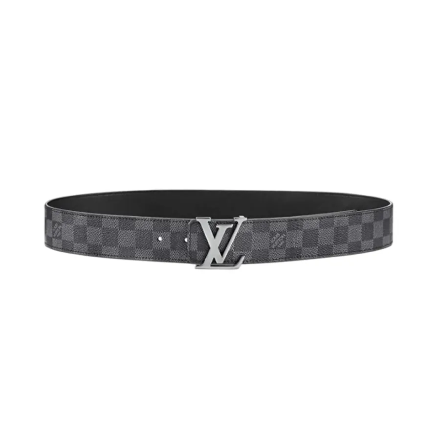 Louis Vuitton Men's Initiales Reversible Belt In Black/Grey/Brown Monogram And Damier Canvas With Silver/Black Hardware 40mm