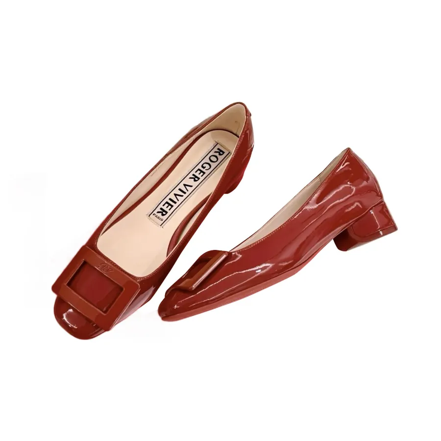 Roger Vivier U Look Ballerinas In Red Patent Leather With Lacquered Buckle (Heel Height 2.5cm)