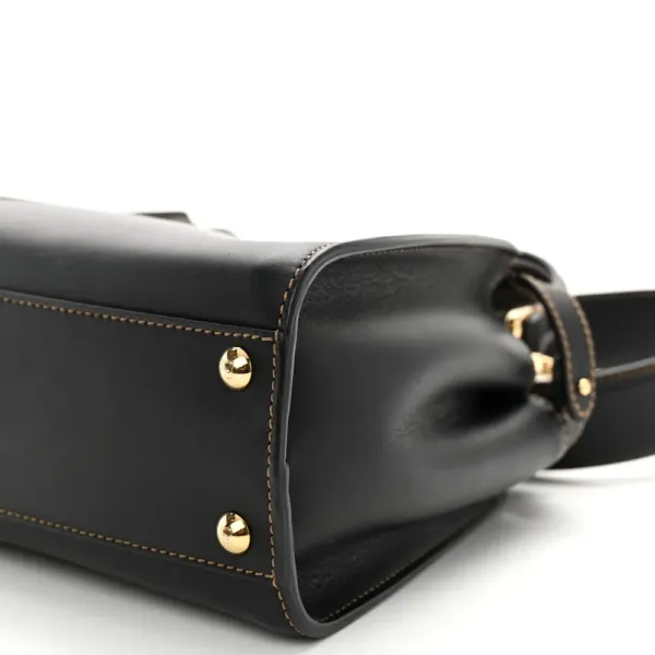 Fendi Mini Chinese New Year Tiger Embroidered Peekaboo Iconic Satchel Black / Dark Yellow King Vitello Leather & Canvas Gold Hardware - Image 6