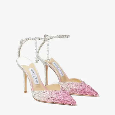 JIMMY CHOO Crystal sugar pink gradient satin heels Pointed heels shoes
