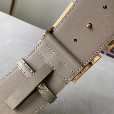 Fendi Women's FF Buckle Belt In Black/Khaki/Orange Calfskin With Gold/Black Hardware 60mm