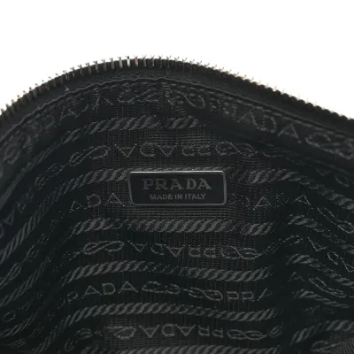 Prada Medium Triangle Shoulder Bag Black Grace Lux Leather Silver Hardware