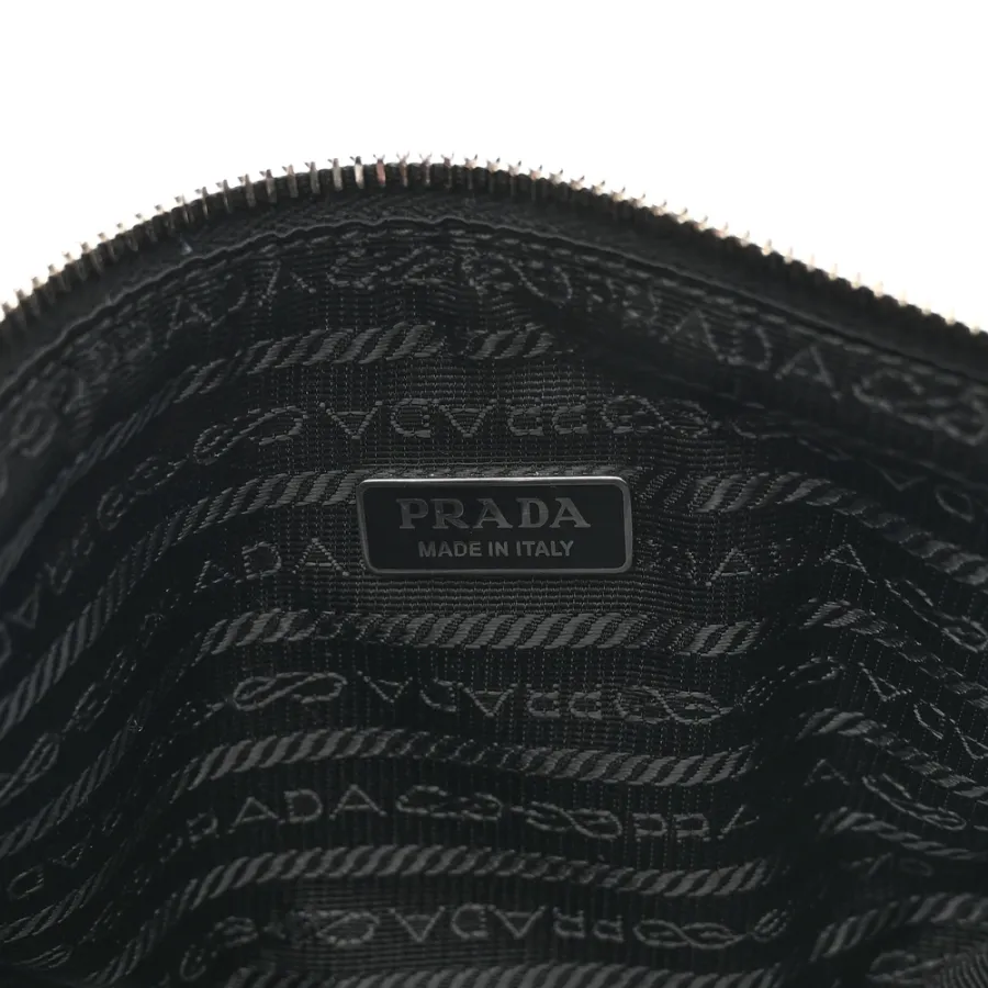 Prada Medium Triangle Shoulder Bag Black Grace Lux Leather Silver Hardware