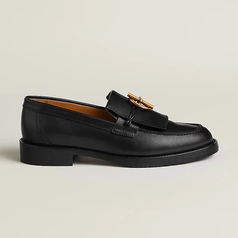 HERMES Impact Black Loafers