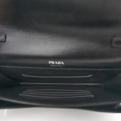 Prada Mini Envelope Bag Black Saffiano & City Calf Leather Silver Hardware
