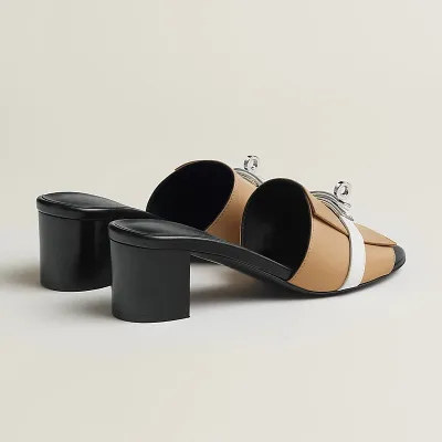 HERMES Gigi High Heels Sandal High-heeled slippers Beige color Slippers