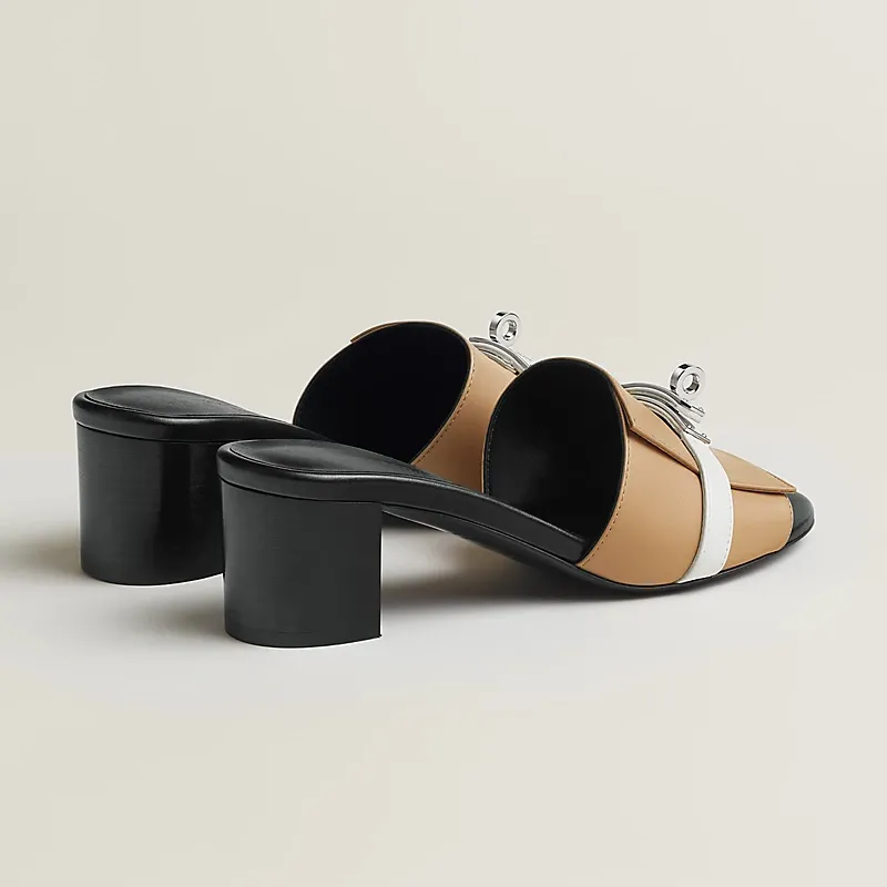 HERMES Gigi High Heels Sandal High-heeled slippers Beige color Slippers