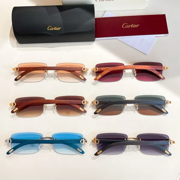 Cartier square frame glasses brown/green orange/red/eggplant/blue/apricot color Size 58口17-143 - Image 8