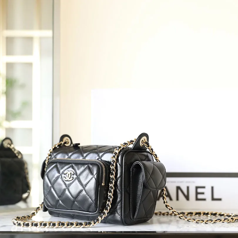Chanel Black / Red / Milk Tea color Crossbody Bags
