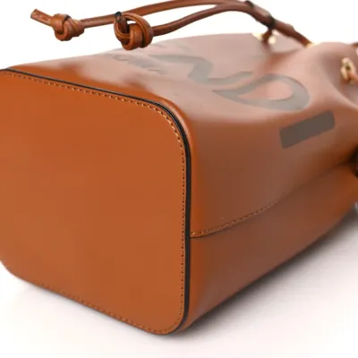 Fendi Mini F is Fendi Logo Embossed Mon Tresor Bucket Bag Cuoio King Vitello Leather Gold Hardware