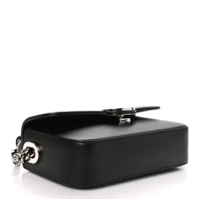 Gucci Small Petite GG Top Handle Shoulder Bag Black Calfskin Leather Silver Hardware