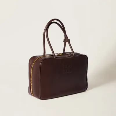 Miu Miu Beau Calfskin Leather Brown Top-Handle Bags