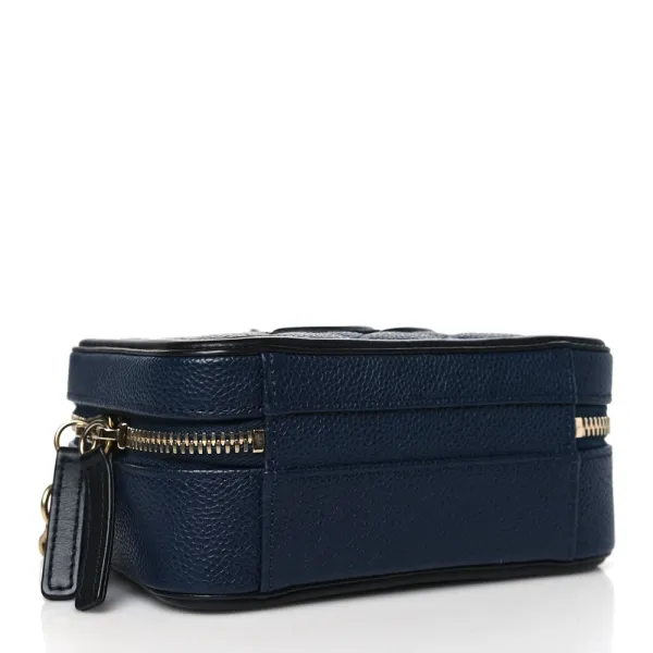 Chanel CC Filigree Vanity Case Small Navy/Black Quilted Caviar Leather Gold Hardware - Image 6