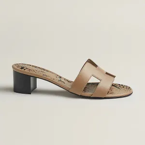 HERMES Oasis Slippers High-heeled slippers Brown High Heels Sandal