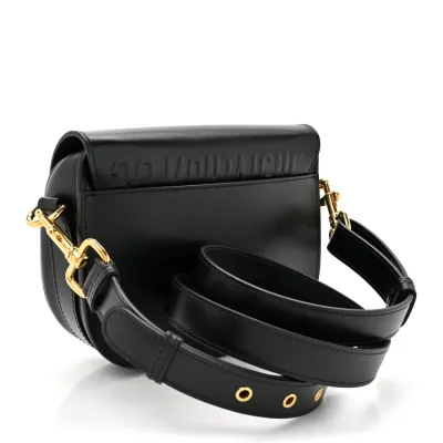 Dior Small Bobby Flap Bag Black Box Calfskin Leather Gold Hardware