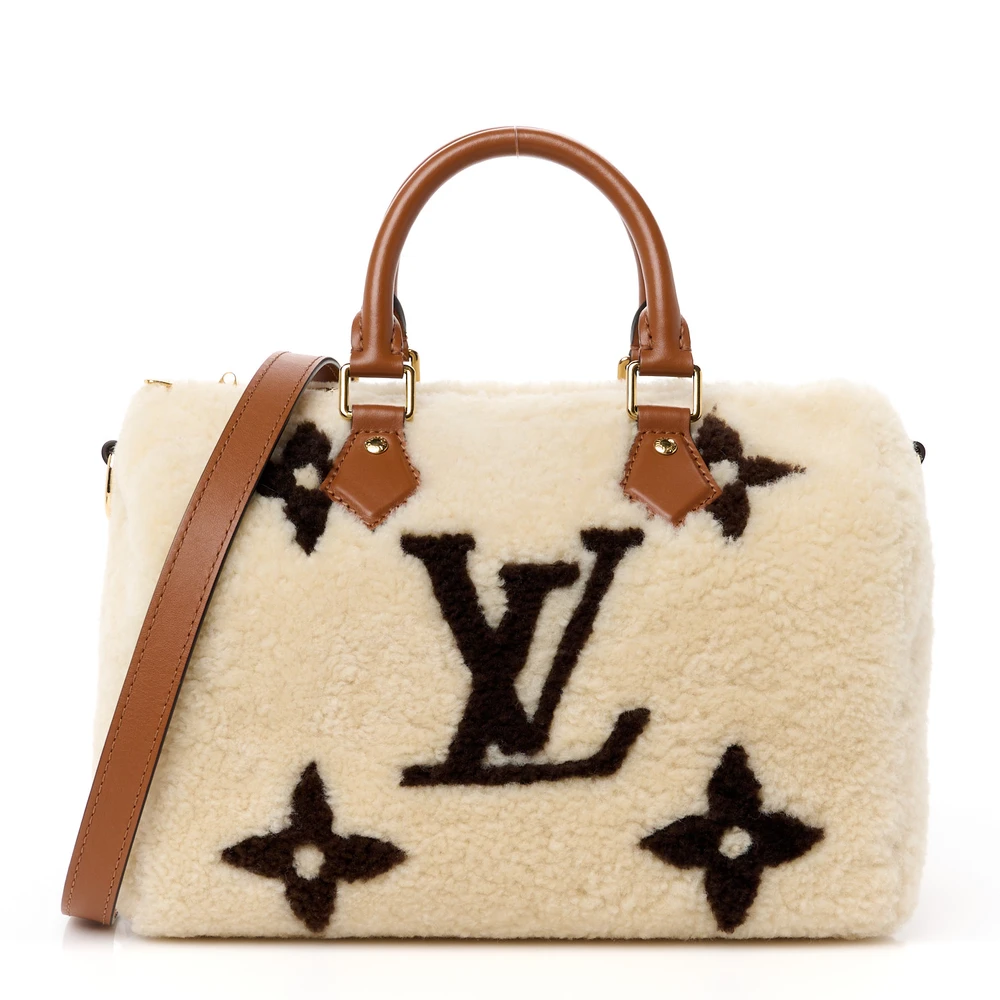 Louis Vuitton Speedy Bandoulière 25 Creme/Marrom Monogram Canvas & Pelego Hardware Dourado
