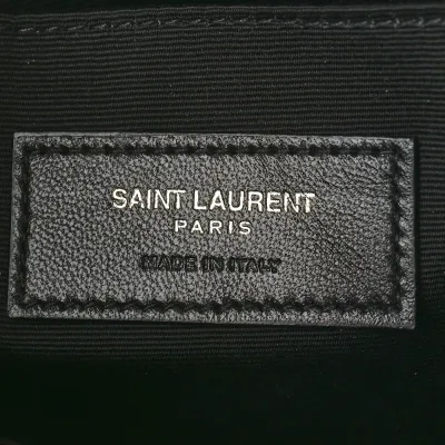 Saint Laurent Medium A5 Wristlet Black Chevron Monogram Calfskin Matelasse Leather Gold Hardware