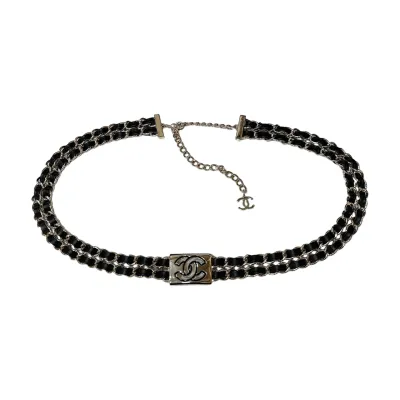 Chanel 25S Women's Chain Belt In Black Lambskin With Light Gold Hardware One Size 93cm