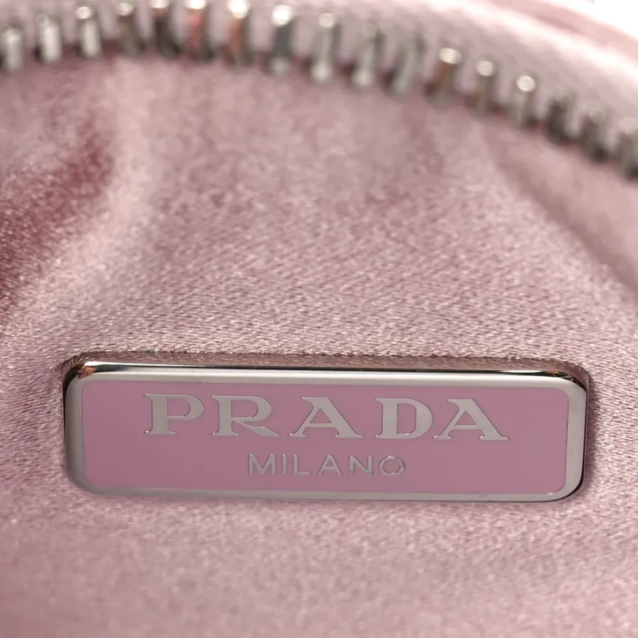 Prada Re-Edition 2005 Shoulder Bag Alabastro Satin & Crystal Silver Hardware
