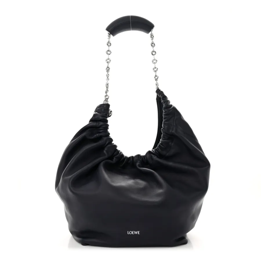 Loewe Squeeze Bag Medium Abyss Blue Buttery Nappa Lambskin Leather Silver Hardware