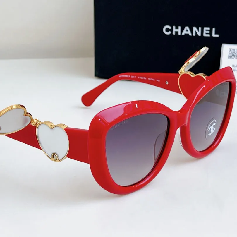 CHANEL glasses red gold color size 55-19-140