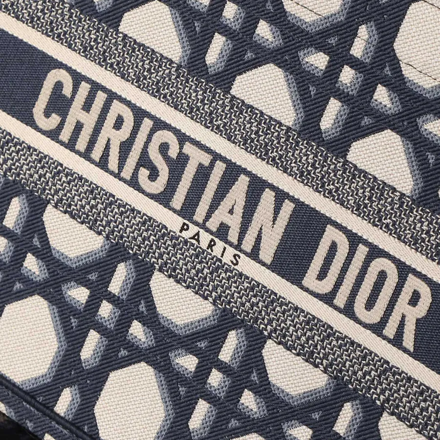 Dior Medium Dior Book Tote In Beige And Blue Macrocannage Embroidered Canvas