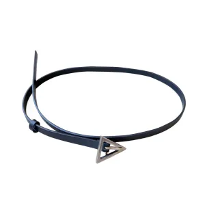 Bottega Veneta Women's Triangle Buckle Belt In Black/Green/Coffee Calfskin With Gold/Silver Hardware 13mm