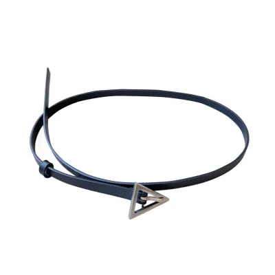 Bottega Veneta Women's Triangle Buckle Belt In Black/Green/Coffee Calfskin With Gold/Silver Hardware 13mm