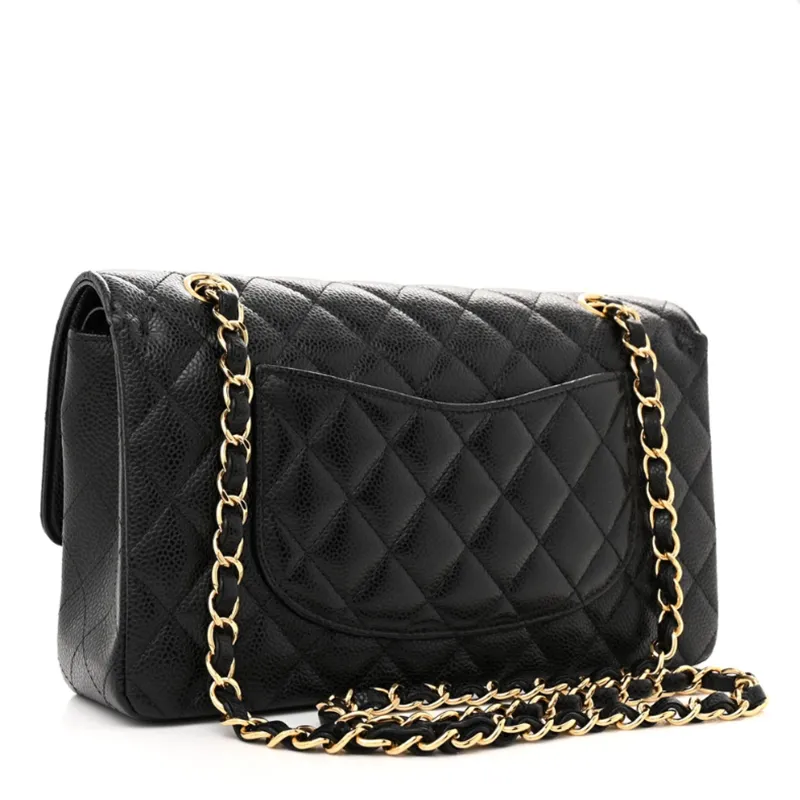 Chanel Double Flap Caviar Black Designer Handbags