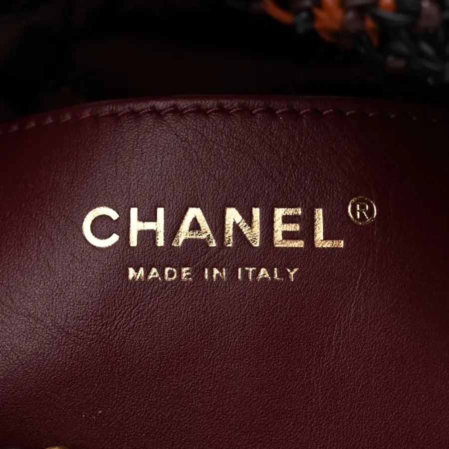 Chanel Mini Black / Light Brown / Burgundy Chanel 22 Calfskin Leather Macrame Aged Gold Hardware