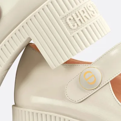 Dior thick with square head white high heels shoes