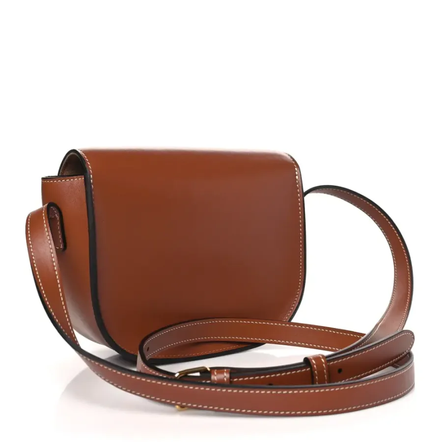 Celine Small Cuir Triomphe Folco Crossbody Bag Tan Smooth Calfskin Leather Gold Hardware