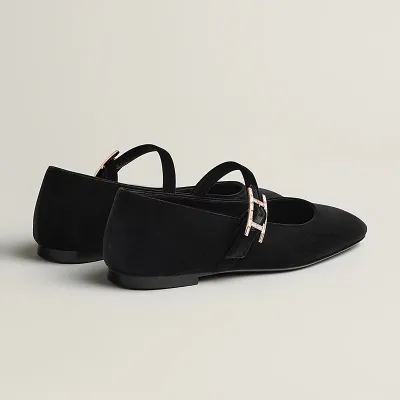 HERMES Jane Black Ballet  Shoes