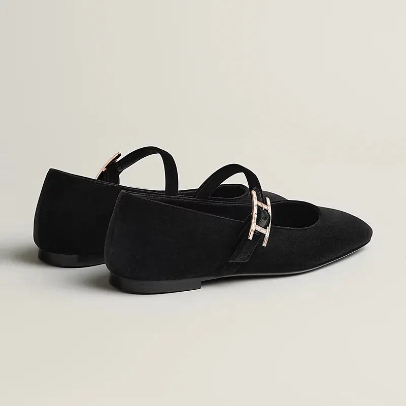 HERMES Jane Black Ballet  Shoes
